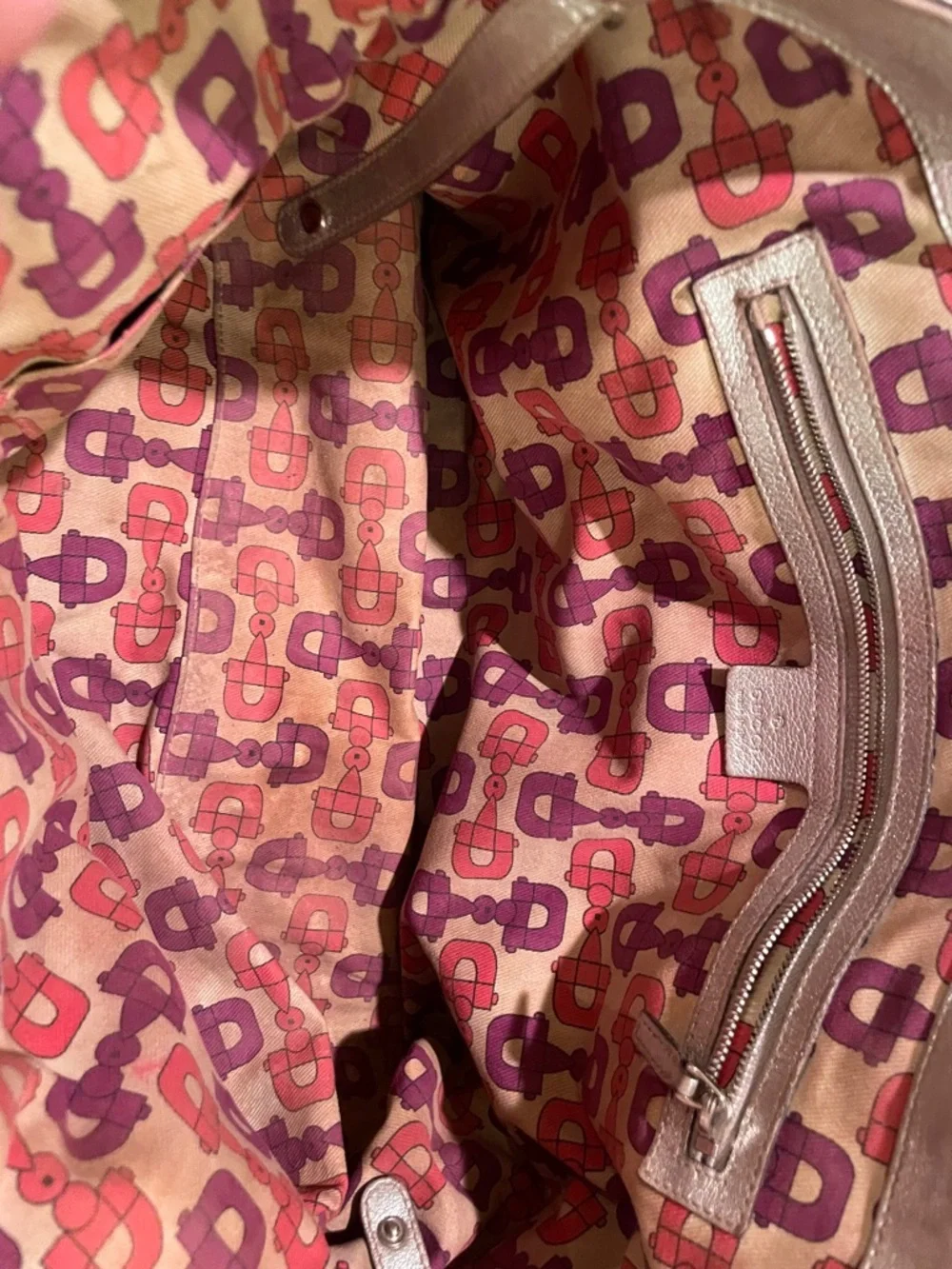 Gucci Metallic Silver Monogram Shoulder Bag